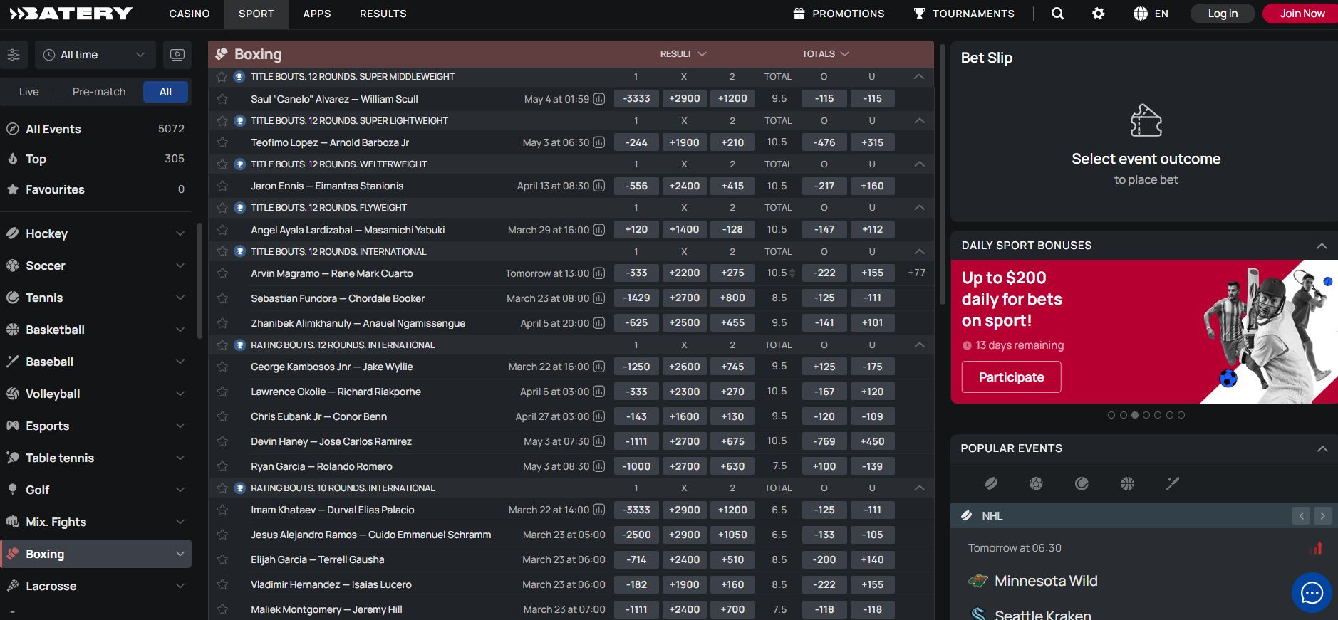 boxing betting